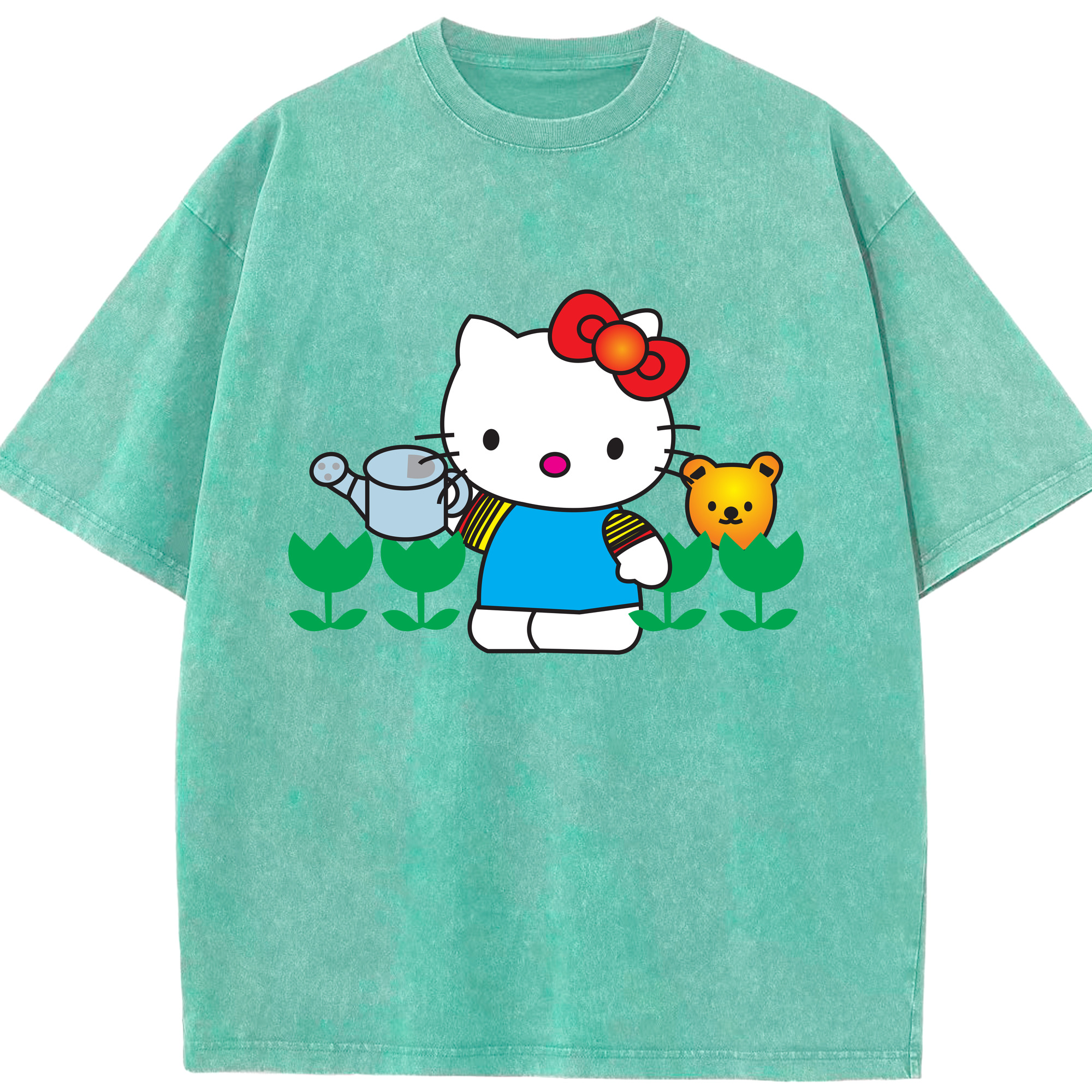 （画像用） Hello Kitty ハローキティ 綿100% ヴィンテージ風 半袖Tシャツ（フロントプリント）
